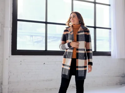 Caramel Combo Cardigan with Pockets and Hood