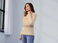 Beige Color Block Sweater