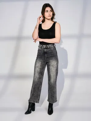 Greyish Black Designer Jeans