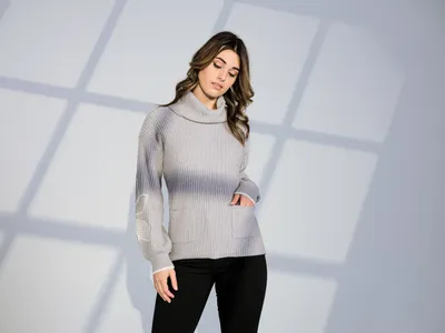 Silver Cowl Neck Sweater with Pockets