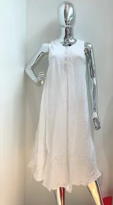 White Plain Sleeveless Dress