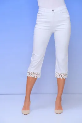 White Capris with Lacy Bottom