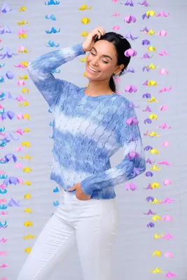 Blue-White Knitted Sweater