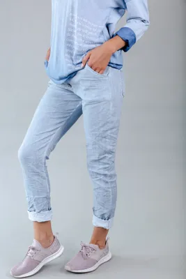 Jeans Colored Pants with Button Detailing