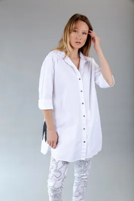 White Full Sleeves Long Shirt with Queen Print on Back