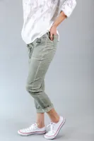 Sage Colored Pants with Zipper Detailing at Front