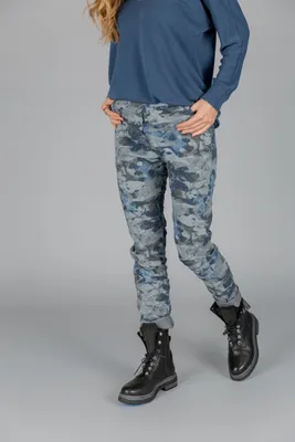Grey-Blue Camouflage Printed Pants
