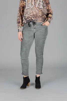 Grey Designer Pull-on Pants with Pockets