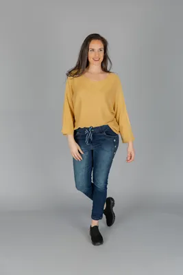 Dark Jeans Pull-on Pants with Buttons