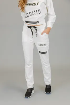 Off-white 'Dreams' Printed Zipper Detailed Pull-on Pants