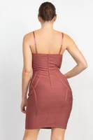 Mauve Spaghetti Strap Padded Dress