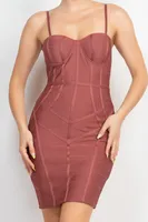 Mauve Spaghetti Strap Padded Dress