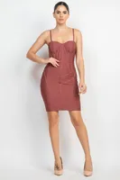 Mauve Spaghetti Strap Padded Dress