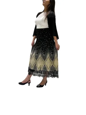Printed Skirt with LACY  TRIM Bottom (Print 211