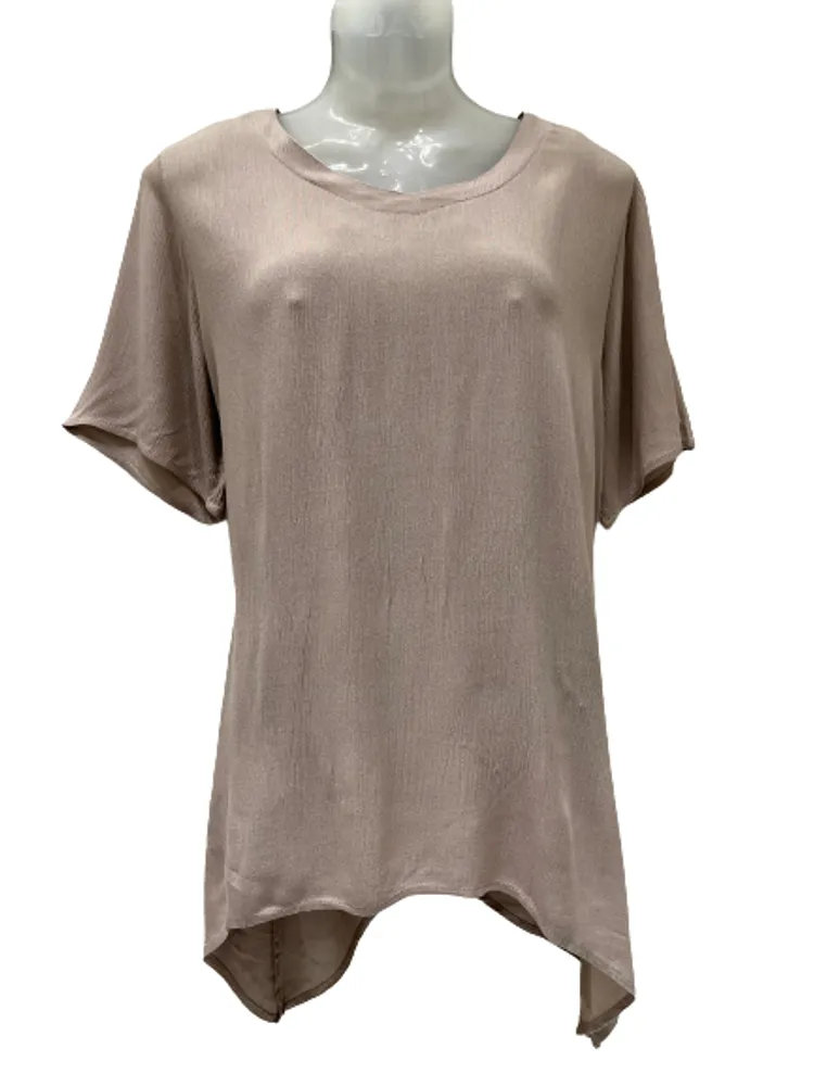 Plain Short SLEEVES Asymmetrical Cotton Top /SHORT