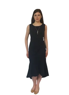 Solid Sleeveless Asymmetric Hem Dress