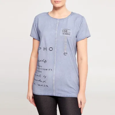 Denim Colored Designer Short Sleeves Top