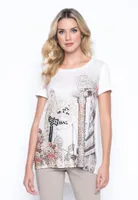 Embellished Custom Print Tee With Side Slits