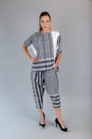 Black-white Checkered Block Style Cotton Pants