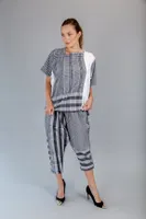 Black-white Checkered Block Style Cotton Pants