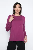 Long Sleeve Button-Trim Top