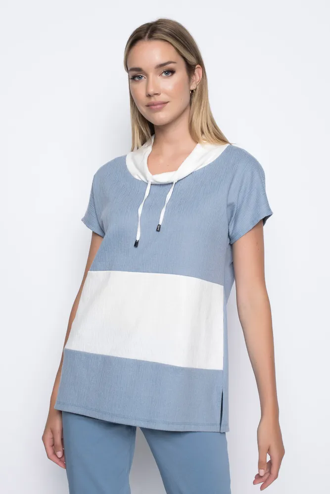 2-Tone Drawstring Neck Top