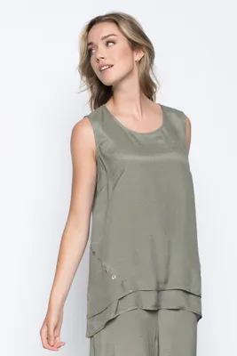 Button Trimmed Flared Tank