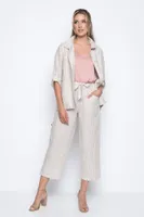 Wide-Leg Cropped Pants with Tie