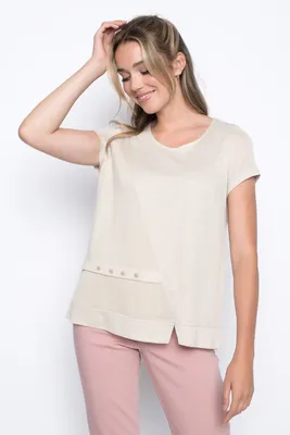 Short Sleeve Top with Buttons