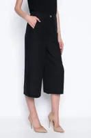 Wide-Leg Cropped Pants With Side Slits
