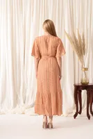 THE ELEVATED WRAP UP DRESS TANGERINE/PEACH