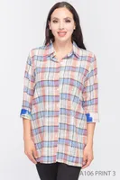 Checkered Shirt with Sheer Printed Back