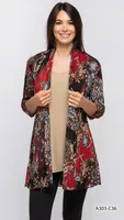 Red-Black Printed Cardigan Print C36