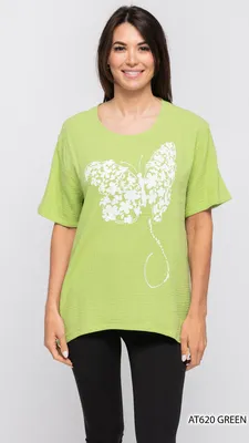 GREEN ,BUTTERFLY TOP WITH SLEVEES