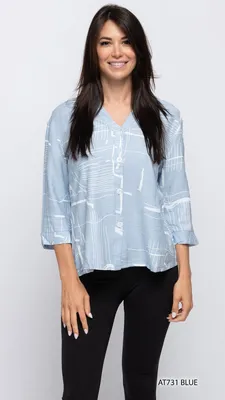 Denim blue custom print button shirt