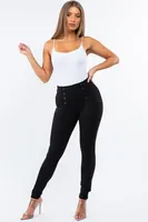 Black Slim pants with Buttons Detailing