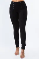 Black Slim pants with Buttons Detailing