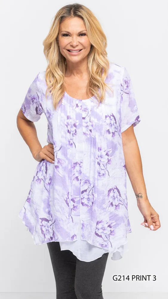 Floral Printed Half-sleeves Tunic Top