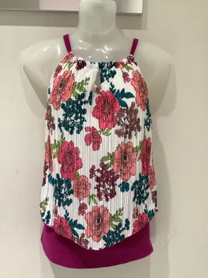 Sleeveless Printed Top with Spaghetti Strap