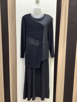 Black Long Designer 2-Piece Dress