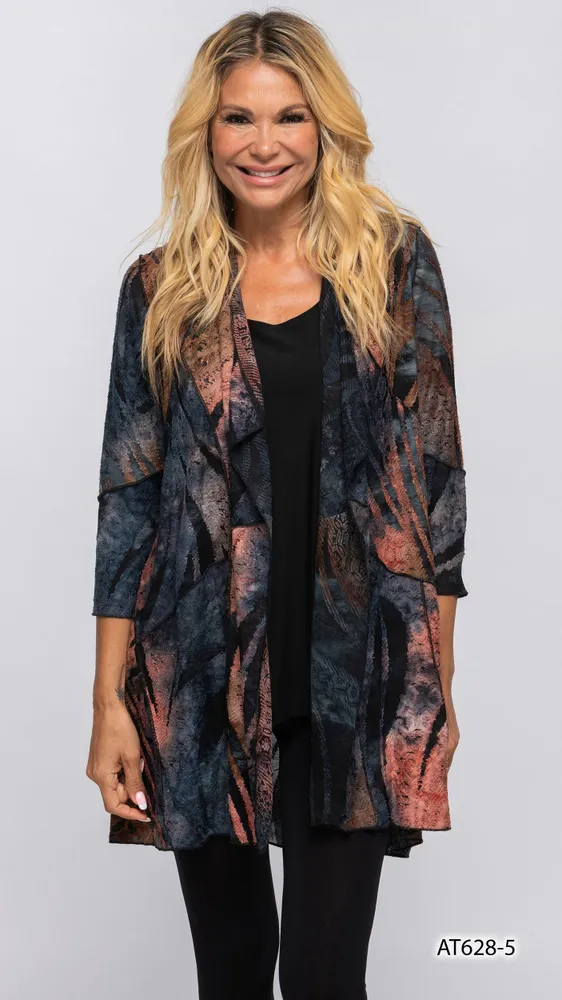 BLACK PEACH /BLUE BLENDED CARDIGAN PRINT-5