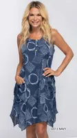 NAVY WHITE MORDREN STYLE DRESS WITH POCKETS