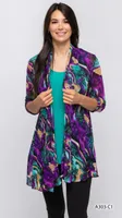 PURPLE TEAL PRINTED CARDIGAN PRINT -C1