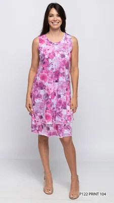 Printed Sleeveless Round Neck Dress (Print 104