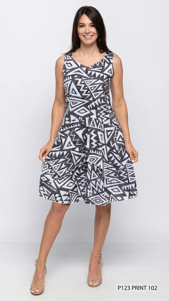 Printed Sleeveless Sweetheart Neck Dress Print