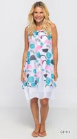 WHITE / PINK /TEAL CUSTOM PRINT MORDEN DRESS PRINT-3