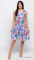 Printed Sleeveless Sweetheart Neck Dress Print 103