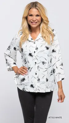 White and black button top with collar neck