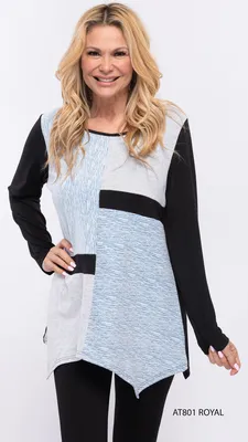 Royal-Black-Grey Block Printed Tunic