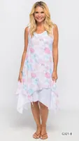 Printed Sleeveless Double Layered Dress Print 8